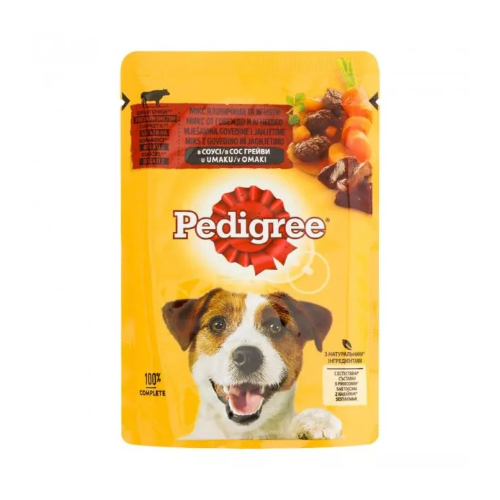PEDIGREE Паучі для собак Яловичина, Ягня в соусі 100 г