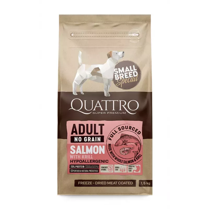 Adult Salmon Small Breed 7 кг | Quattro | корм для дорослих собак дрібних порід з лососем та крилем
