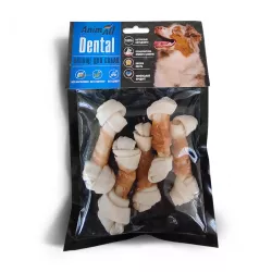 Кістка для собак Dental баварська вузлова 8-10 см| AnimAll | з м'ясом курки 5 штук