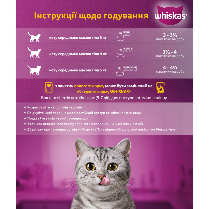 Whiskas яловичина в соусі | Паучі для кішок | Доставка по Україні