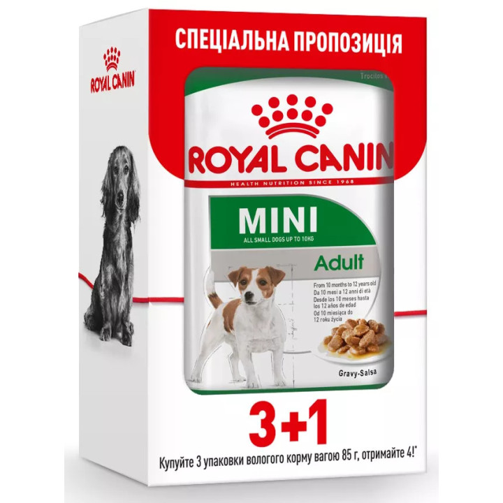 3+1 Royal Canin Mini Adult 0.085 кг | Консервований корм для собак малих порід Пауч
