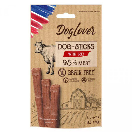 Ласощі Dog-Sticks Beef 3 шт по 11 г | DogLover| для собак, палички з яловичиною