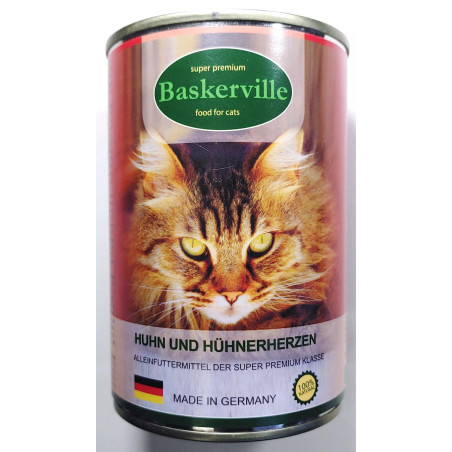 Baskerville Консерви для котів М'ясо курки та сердечка 400 г
