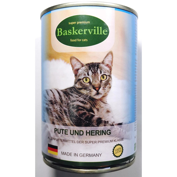 Baskerville Вологий корм для котів Індичка та риба 400 г