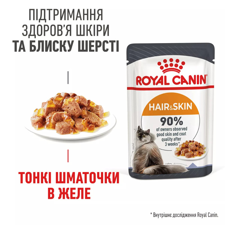 Купити вологий корм для котів Royal Canin Intense Beauty Jelly - підтримайте красу шерсті та здоров’я свого улюбленця!