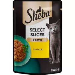 Вологий корм для кішок Sheba з куркою у соусі 85г