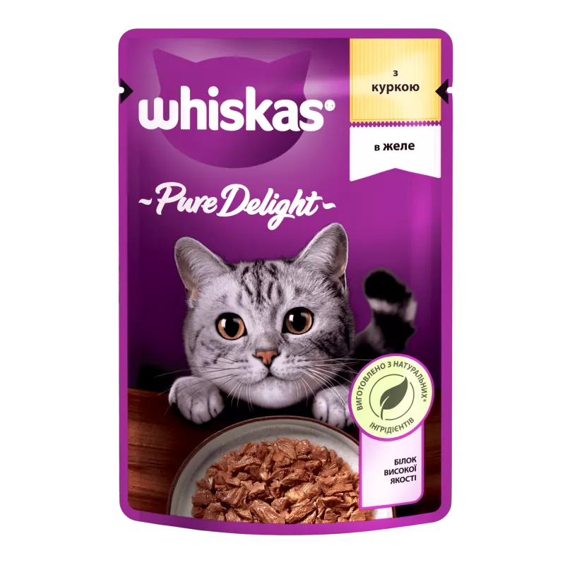 Вологий корм для котів Whiskas Pure Delight курка в желе 85 г