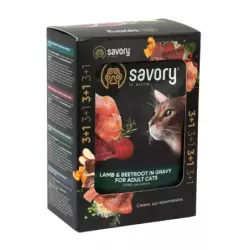 Набір паучів Savory Adult Cats with Lamb and Beetrot in Gravy 3+1 арт.SV_040539