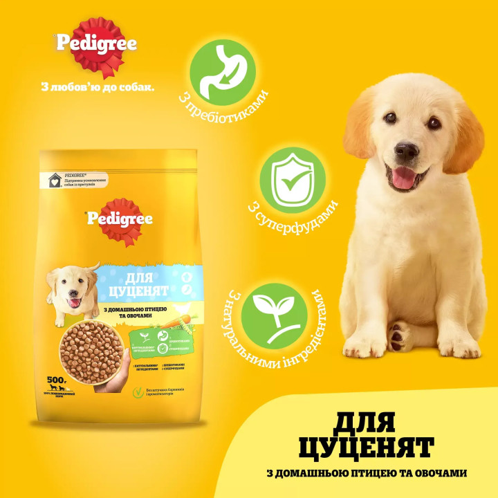 Купити PEDIGREE Junior 500г – Сухий корм для цуценят з птицею та овочами