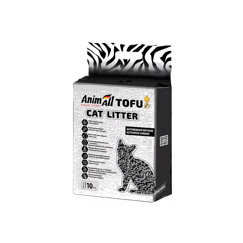 Tofu Cat Litter 10 л | AnimAll | Наповнювач соєвий з активованим вугіллям