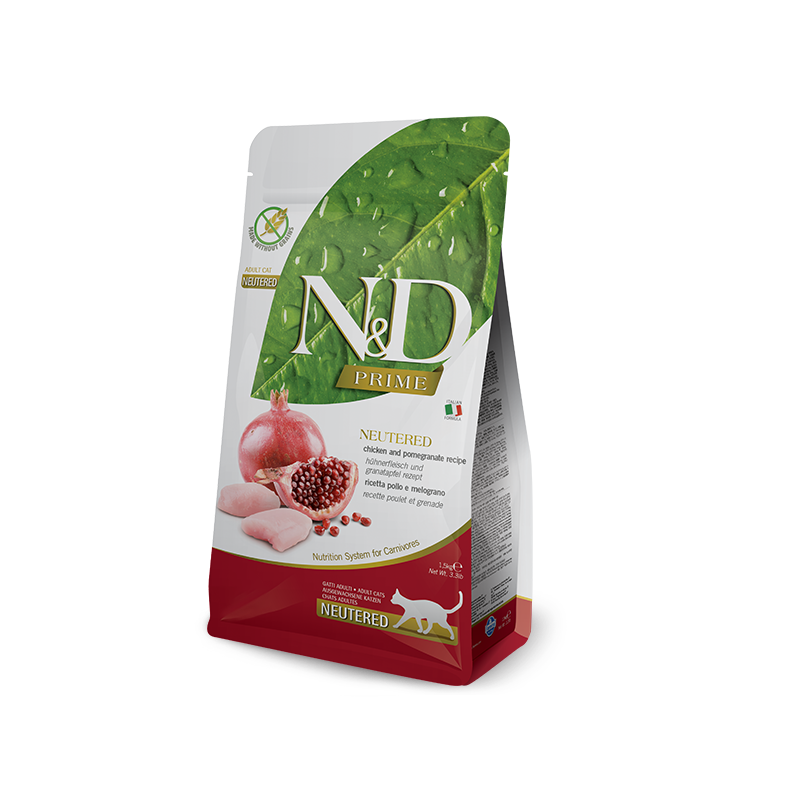 Фарміна кет сухий N&D Grain Free PRIME CHICKEN & POMEGRANATE NEUTERED ADULT 1,5 kg