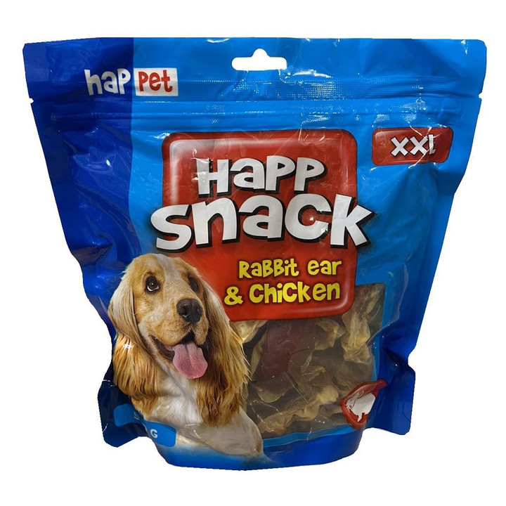 Ласощі HappSnack GM 71 вуха кролячі з куркою 500г для собак