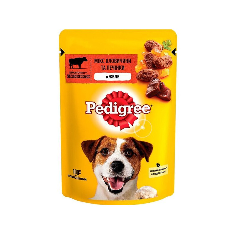 Pedigree паучі для дорослих собак Яловичина та печінка в желе 100 г