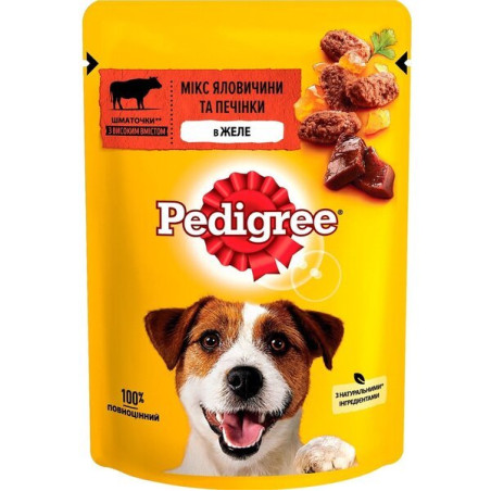 Pedigree паучі для дорослих собак Яловичина та печінка в желе 100 г