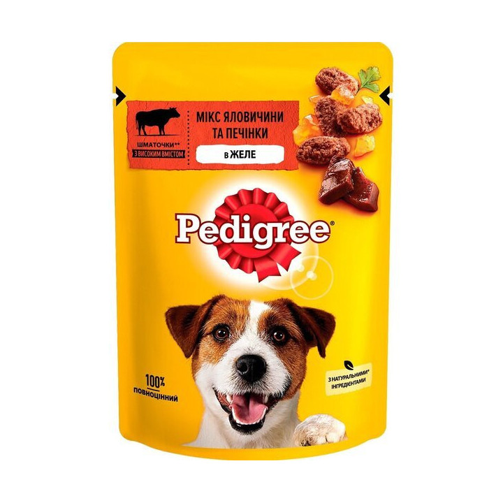 Pedigree паучі для дорослих собак Яловичина та печінка в желе 100 г