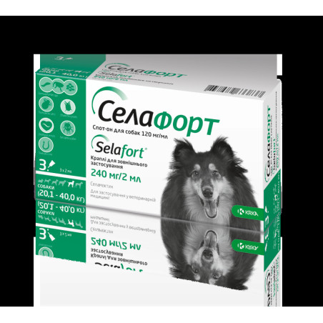 Краплі KRKA Селафорт від бліх, кліщів і гельмінтів для собак вагою 20.1-40 кг, 1 піпетка