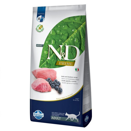 Беззерновий сухий корм Farmina N&D, для дорослих котів, ягня з чорницею, 10 кг