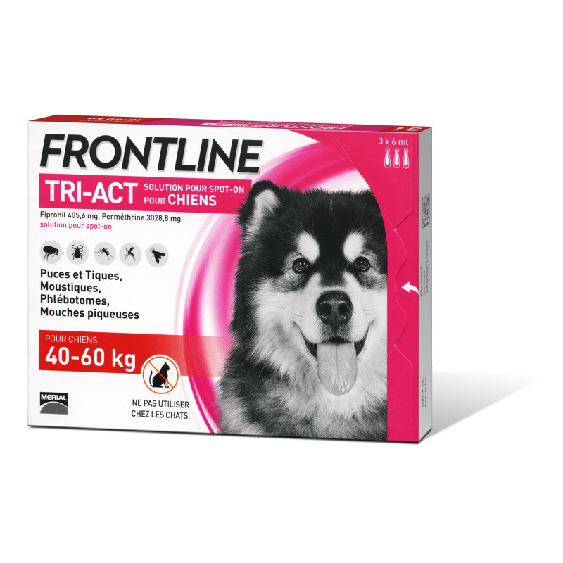  ФРОНТЛАЙН TRI-AKT (XL) 40 - 60 кг проти бліх, кліщів, комарів, москітів, мух для собак 