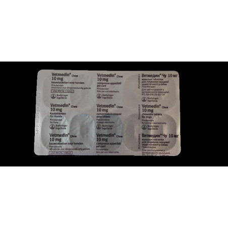 Таблетки жувальні Boehringer Ingelheim Ветмедин Чу для собак з серцевою недостатністю, 10 мг, 10 табл