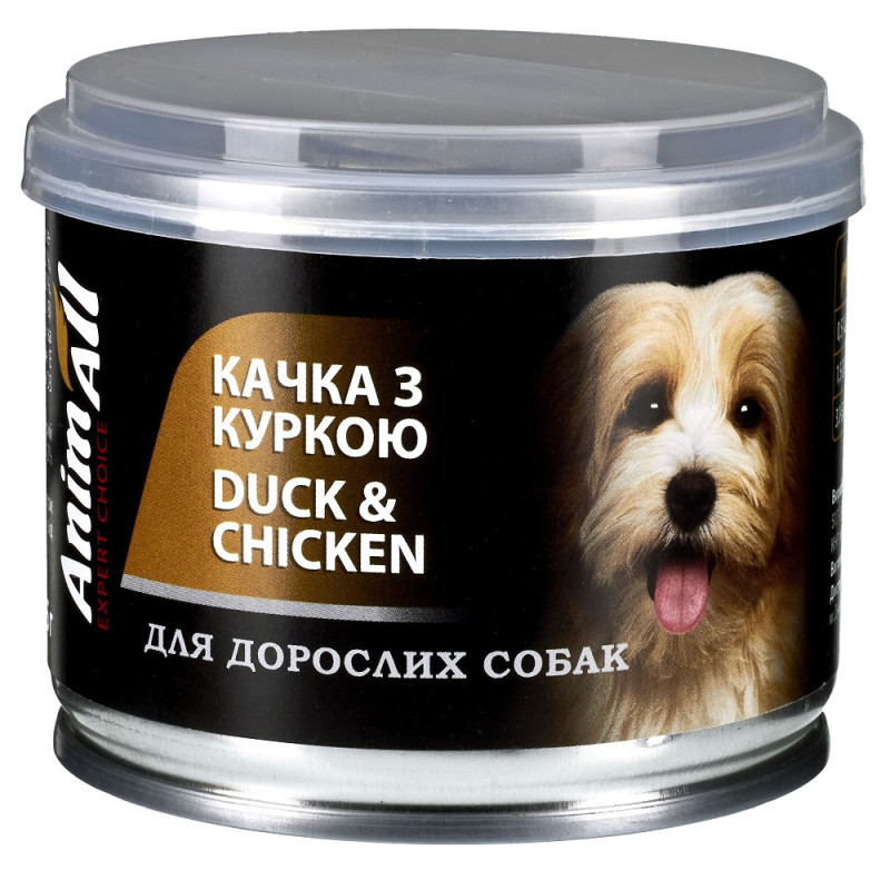 АнімАлл Вологий корм для собак Качка з куркою, 195 г