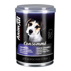 АнімАлл Вологий корм для собак Консоме з качкою, курячим серцем та курячим жовтком, 375 г.