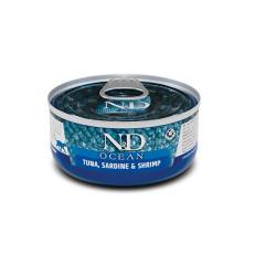 Вологий корм Farmina  N&D Grain Free OCEAN TUNA, SARDINE & SHRIMP для котів, беззерновий, тунець, сардина, креветка 70 г