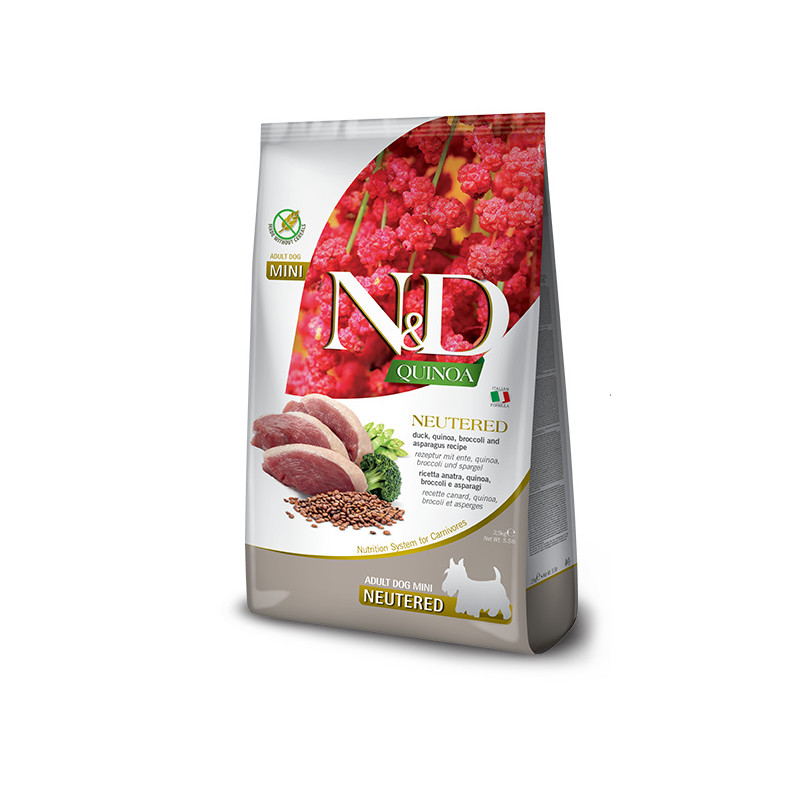 Сухий корм Farmina N&D Quinoa Duck, Brocooli & Asparagus Neutered для дорослих стерил. собак дрібних порід, качка, кіноа, брокол