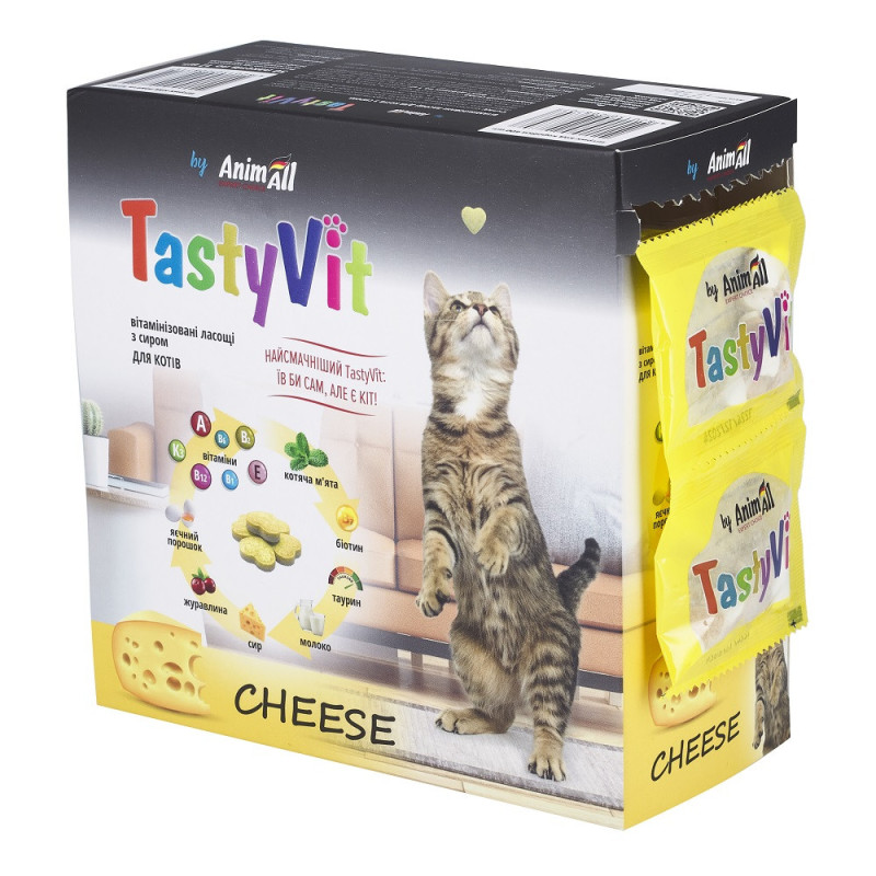 AnimAll TastyVit вітамінізовані ласощі для котів з сиром