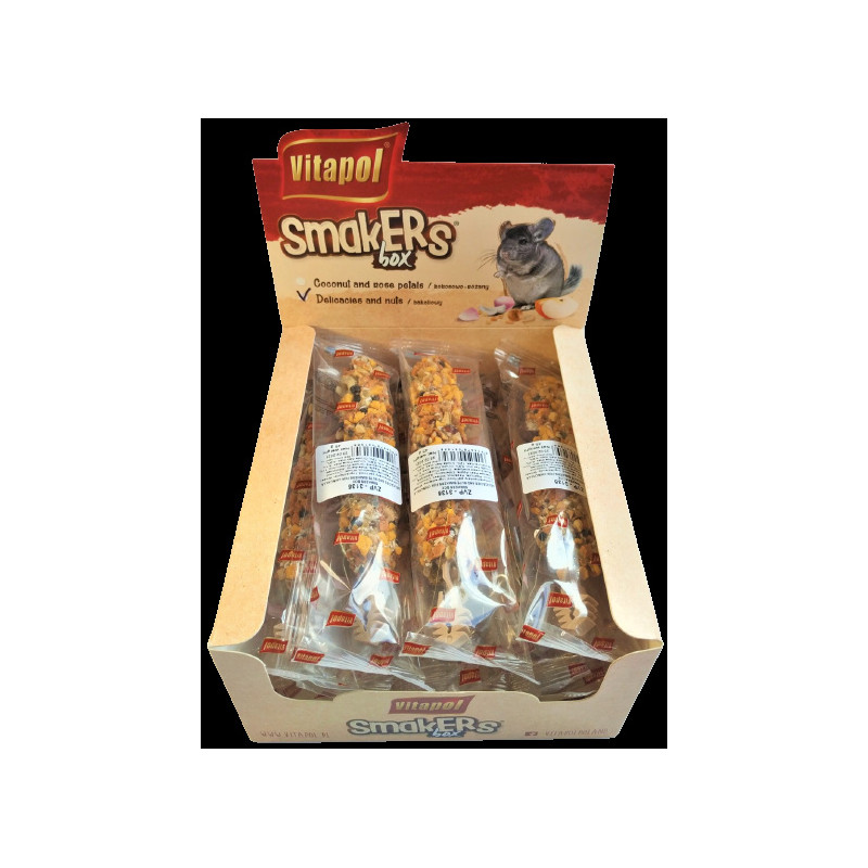 Колба Vitapol Smakers Box для шиншил, зі смаком фруктів і горіха, упаковка 12 шт