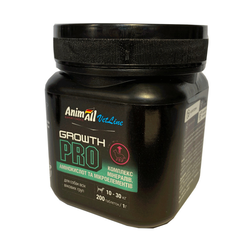 Вітаміни AnimAll VetLine Growth PRO для середніх порід собак  1 г × 200 табл