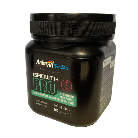 Вітаміни AnimAll VetLine Growth PRO для середніх порід собак  1 г × 200 табл