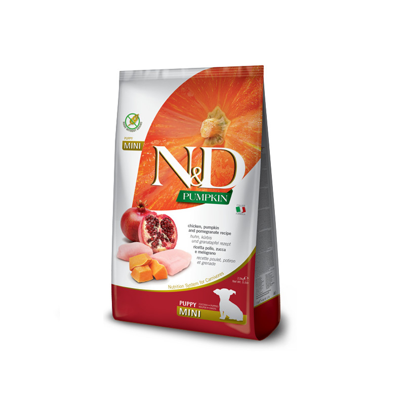 Беззерновий сухий корм Farmina N&D, для цуценят дрібних порід, курка з гарбузом і гранатом, 2.5 кг