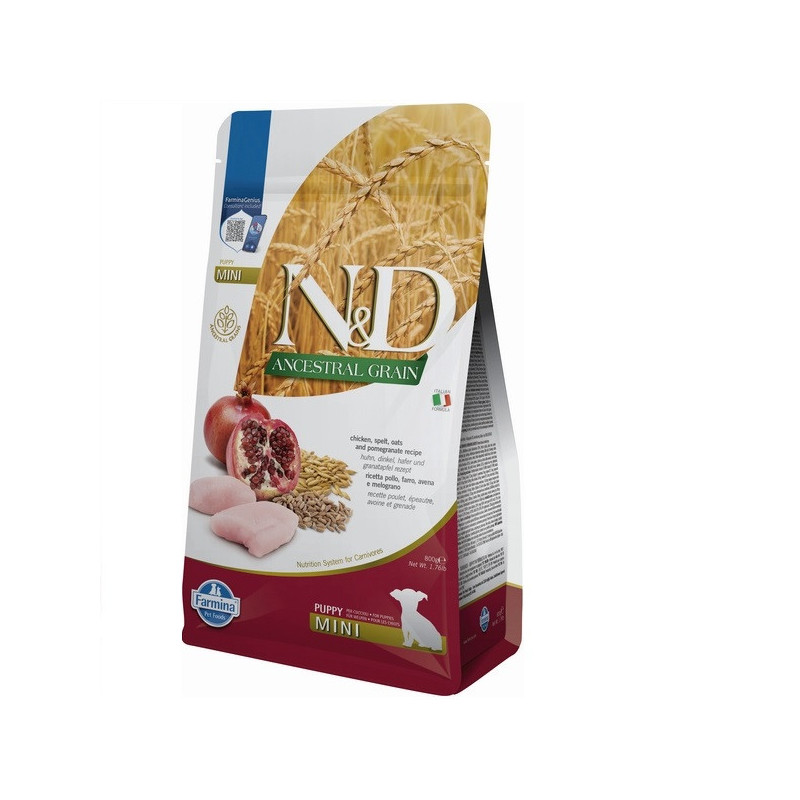 Низькозерновий сухий корм Farmina N&D, для цуценят дрібних порід, курка з гранатом, 800 г