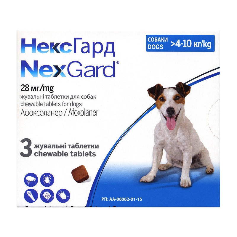 НексГард від бліх і кліщів для собак M (4-10 кг) 