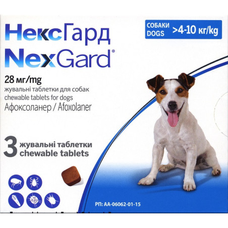 НексГард від бліх і кліщів для собак M (4-10 кг) 