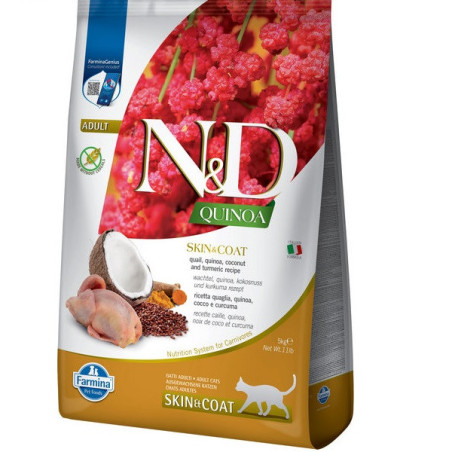 Сухий корм Farmina N&D Quinoa Skin&Coat Adult для котів, при харчовій алергії, з перепелом та кіноа, 5 кг