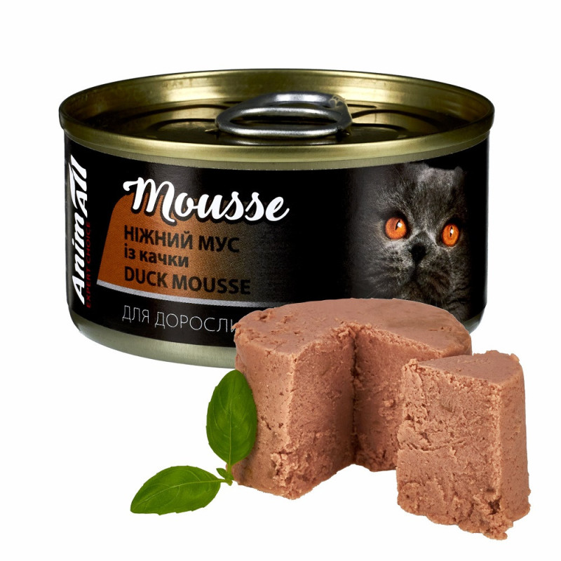 АнімАлл вологий корм для котів Ніжний мус із качки, 80 г.