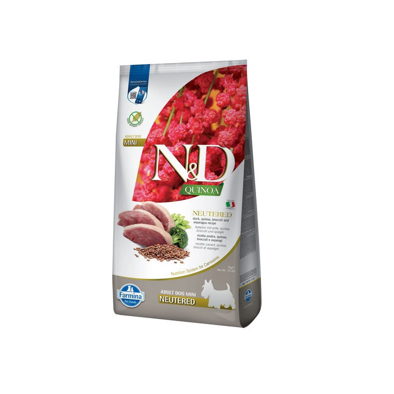 Сухий корм Farmina N&D Quinoa Duck, Brocooli & Asparagus Neutered для дорослих стерил. собак дрібних порід, качка, кіноа, брокол