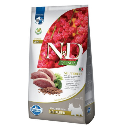 Сухий корм Farmina N&D Quinoa Duck, Brocooli & Asparagus Neutered для дорослих стерил. собак дрібних порід, качка, кіноа, брокол
