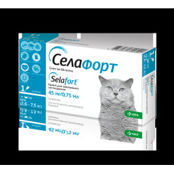 Краплі KRKA Селафорт від бліх, кліщів і гельмінтів для котів вагою 2.6-7.5 кг, 1 піпетка