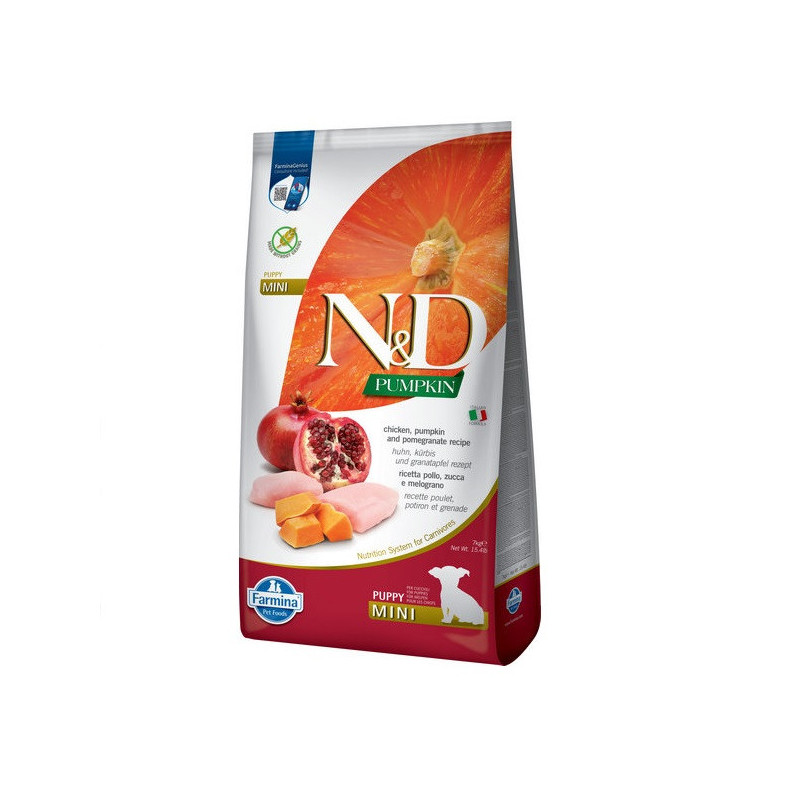 Беззерновий сухий корм Farmina N&D, для цуценят дрібних порід, курка з гарбузом і гранатом, 7 кг