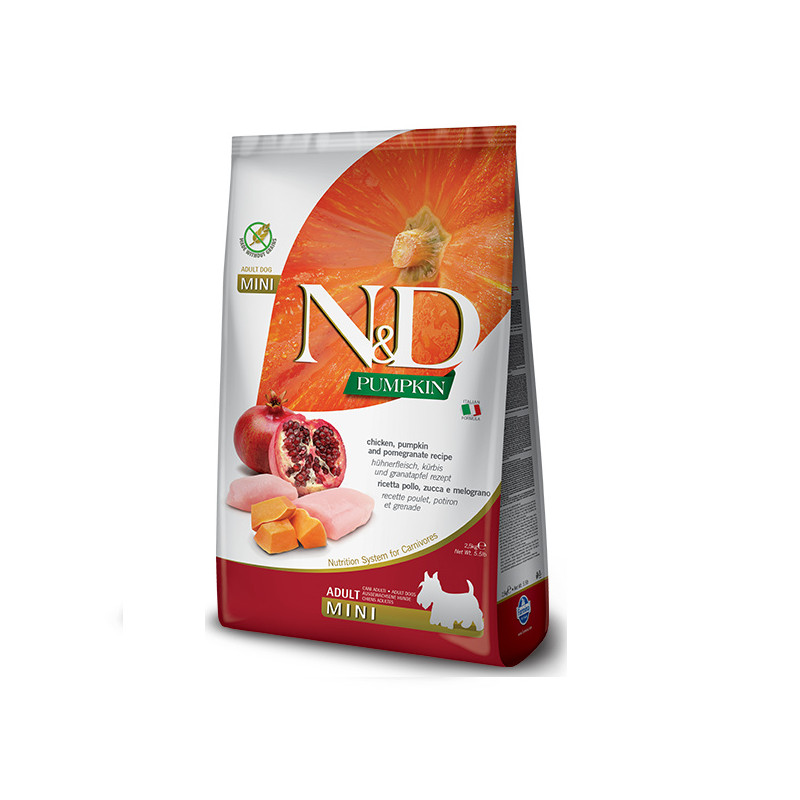 Беззерновий сухий корм Farmina N&D, для собак дрібних порід, курка з гарбузом і гранатом, 7 кг