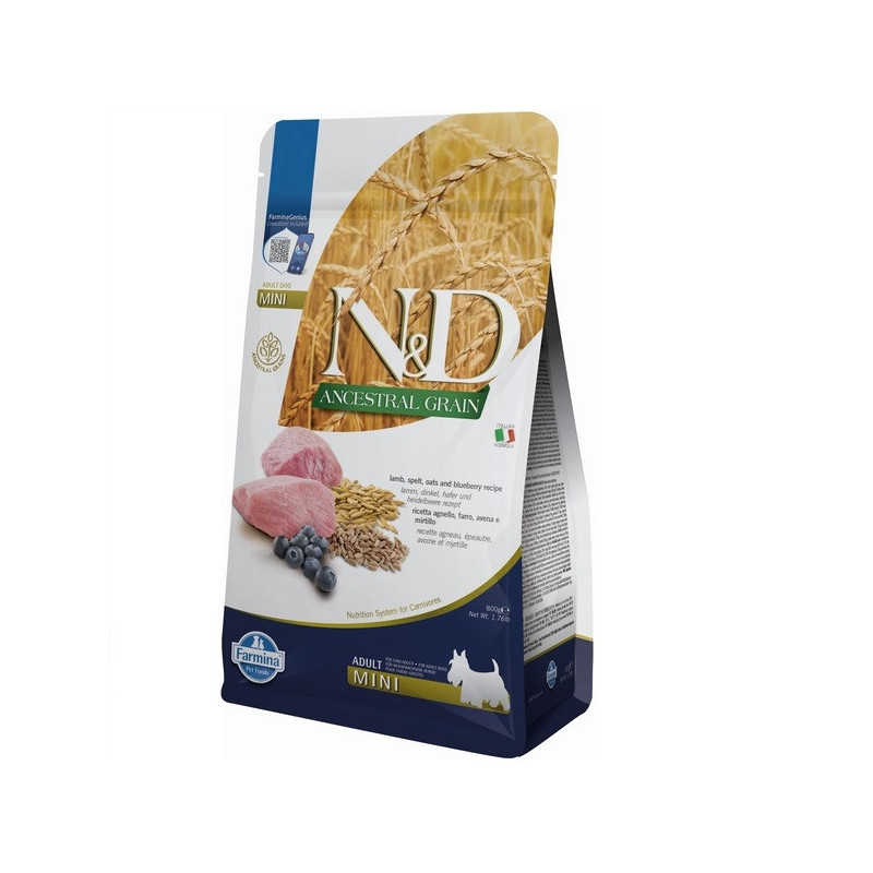 Низькозерновий сухий корм Farmina N&D, для собак дрібних порід, ягня з чорницею, 800 г