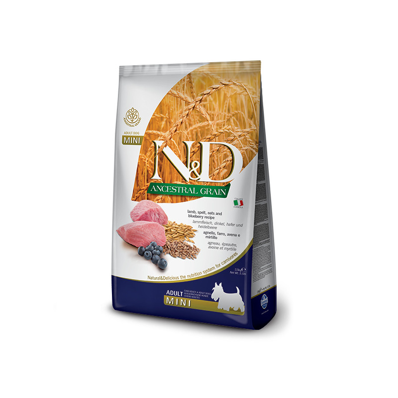 Низькозерновий сухий корм Farmina N&D, для собак дрібних порід, ягня з чорницею, 2.5 кг