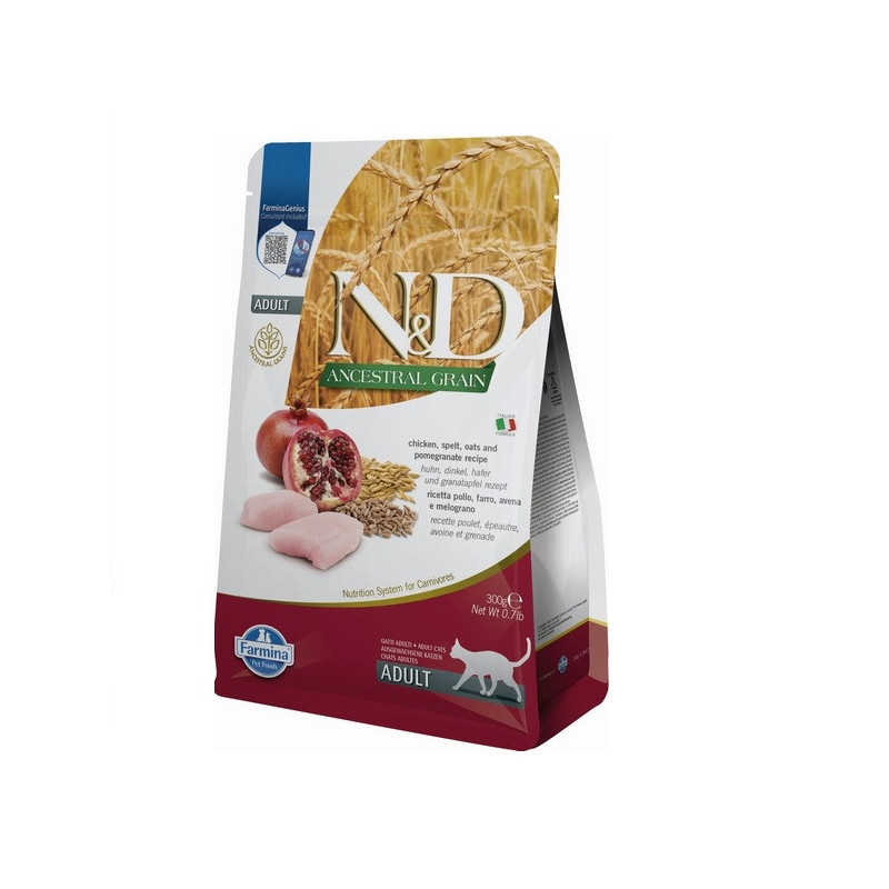 Низькозерновий сухий корм Farmina N&D, для дорослих котів, курка з гранатом, 300 г