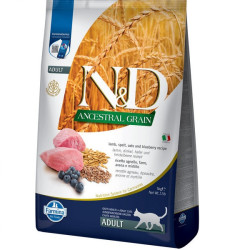 Низькозерновий сухий корм Farmina N&D, для дорослих котів, ягня з чорницею, 5 кг