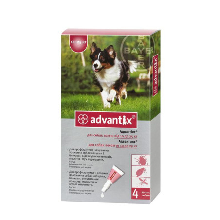 Краплі від бліх і кліщів Bayer Advantix для собак вагою 10-25 кг