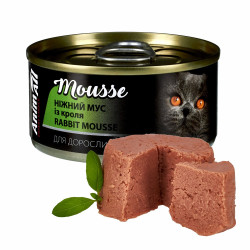 АнімАлл вологий корм для котів Ніжний мус з кролика, 80 г.