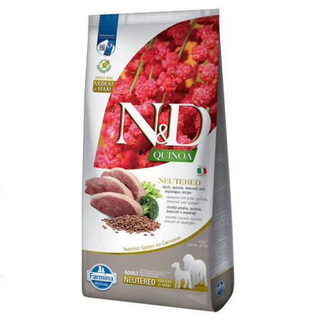 Сухий корм Farmina N&D Quinoa Duck,Brocooli&Asparagus Neutered для дорослих стерил.собак середніх та великих порід,качка,кіноа,б
