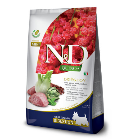 Сухий дієтичний корм Farmina N&D Quinoa Digestion для дорослих собак дрібних порід у разі порушень травлення ягням та кіноа, 2,5